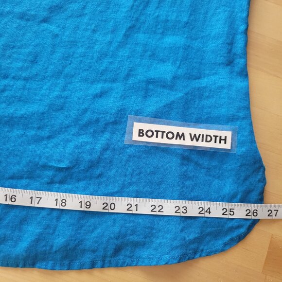 FLAX 100% Linen 2 Pc Tunic~Shorts Size MEDIUM Sapphire Blue Tab Adj Long Sleeves - Picture 8 of 15